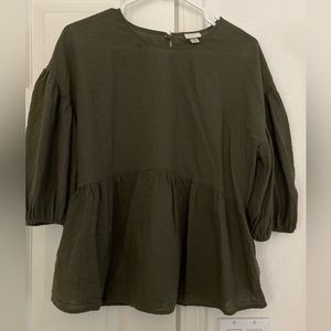 Army green Ruffled top